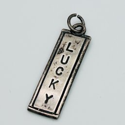 Sterling Silver Bar Pendant Engraved I Am Lucky 4.26 G