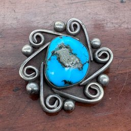 Navajo Style Turquoise Sterling Pendant - Fantastic Stone - 15.29 Grams