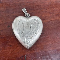 Etched Heart Locket - Sterling - 5.80 Grams