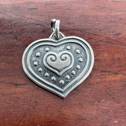 Textured Sterling Silver Heart Pendant - 1.62 Grams