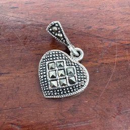 Marcasite & Sterling Heart Pendant - 1.56 Grams