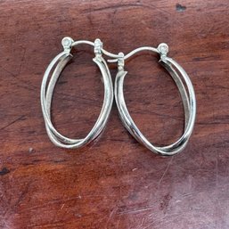 Double Twist Sterling Silver Hoops - 3.53 Grams