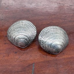 Fantastic Sterling Silver Clam Shell Clip On Earrings - 12.95 Grams