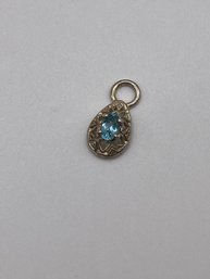 Sterling Teardrop Pendant With Turquoise Colored Gem 1.22g