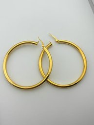 Large Gold Colored Sterling Hoop Earrings 6.24g