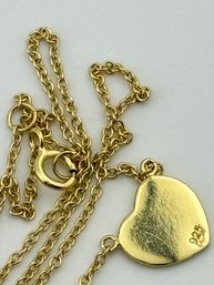 Gold Colored Sterling Necklace With Heart Pendant 1.81g
