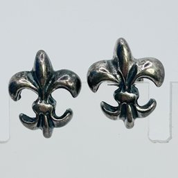 Sterling Silver Fleur-de Us Stud Earrings. 4.07g