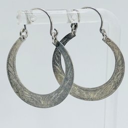 Sterling Silver Flat Hoop Earrings. 3.06 G.