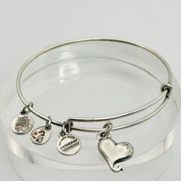 Sterling Silver Alex And Ani  Bangle Charm Bracelet Infused With Energy Technology 9.53 G