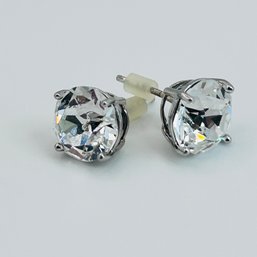 Sterling Silver Clear Stone Studs. 1.55 G.