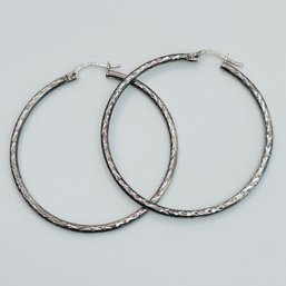 BS, Sterling Silver Hoop Hinge Back Earrings. 2.52 G.