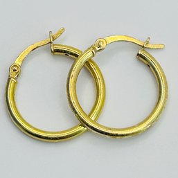 SU, Sterling Silver Gold Colored Hoop Earrings. 2.00 G.