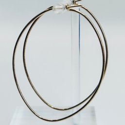 Sterling Silver Gold Colored Oval Hoop Earrings. 3.92 G.