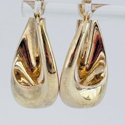 Italy Sterling Silver Gold Colored Hinge Back Earrings. 6.94 G.