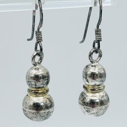 Sterling Silver Double Dangle Ball Earrings. 2.88 G.