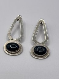 Sterling  Earrings With Black Onyx Stone 7.47g