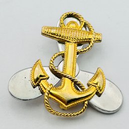 US Navy Waves Sterling Silver Pin With 1/20 10K Anchor 6.35 G