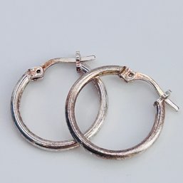 Dyadema , Italy Sterling Silver Hoop Hinge Back  Earrings. 1.78 G.