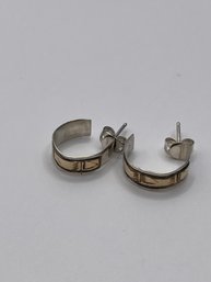 Small Sterling Hoops With Gold Band Accent 2.1g