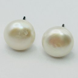 Sterling Silver White Stone Stud Back Earring 2.25 G