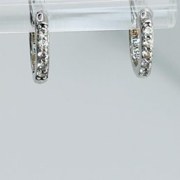 Vietnam Cubic Zirconium, Sterling Silver Round Earrings. 1.35 G.