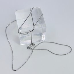 Sterling Silver Box Chain Necklace. 1.21 G.