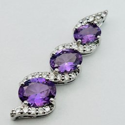 Sterling Silver Amethyst Gem Pendant, 2.49 G