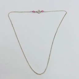 Sterling Silver Cable Chain With Pink Bead Class 1.82 G