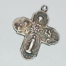 MDM Sterling Silver Cross Pendant I Am A Catholic Please Call A Priest 2.4 G