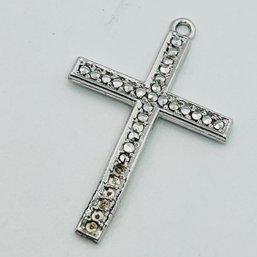 Sterling Silver Cross Pendant Mars Cite Stones 1.21g