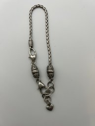 Brighton Sterling Silver Rope Chain Bracelet With Heart Charm 11.16g
