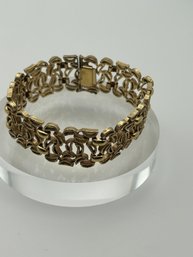 Sterling Silver Gold Colored Woven Design Bracelet  30.96g