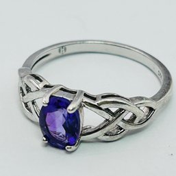 Sterling Silver Amethyst Ring With Braided Detail Size 10, 2.8 G