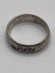 Sterling Ring With Purity  Engraving 2.97g.    Sz 6.5