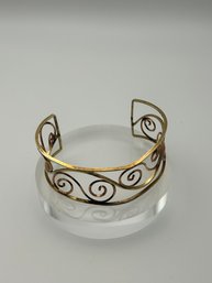 Gold Colored Sterling Silver Cuff With Swirl Design 13.02g