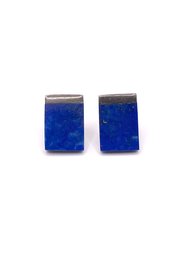 Sterling And Lapis Stone Stud Earrings 3.6g