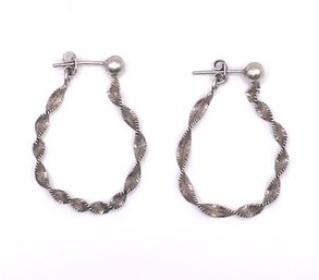 Sterling Silver Stud Dangle Twist Earrings With Attatched Backs 3g