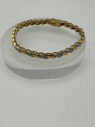 Gold Colored Sterling Silver Bracelet With Alternating Gold And Silver Links 16.78g