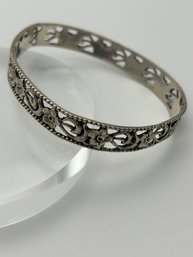 Sterling Silver Made In Italy Bangle Flower Bracelet 23.71g