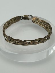 Antique Sterling Silver Gold Colored Braided Bracelet. 9.54g