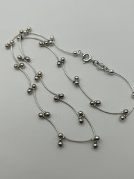 Sterling Silver Necklace With Silver Balls And Links 5.11g