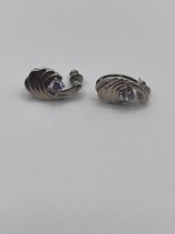 Korea- Sterling Earrings With Light Purple Clear Gem 5.25g
