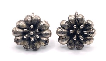Sterling Blossom Screwback Earrings 10.5g