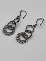 Sterling Triple Hoop Dangle Earrings 7.48g