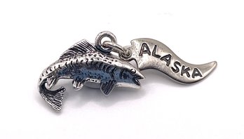Sterling Alaska Fish Charm Pendant 2g
