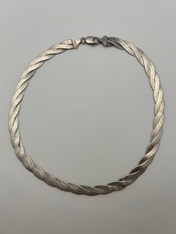 ITALY Sterling Silver Flat Herringbone Twist Chain Necklace 31.3g