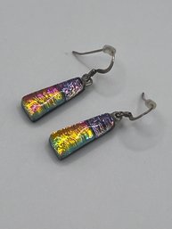 Sterling - Multicolored Glass Earrings 3.38g