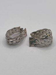 Italy - Sterling MILOR Braided Riccio Chain Earrings 7.23g