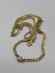 Sterling Gold Toned Chain With 1 Clear Gem 6.60g   18'long