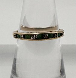 Emerald Diamond 10k, Gold Cocktail Ring, Size 6.75.